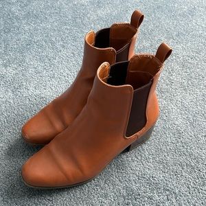 Brown pleather ankle boots